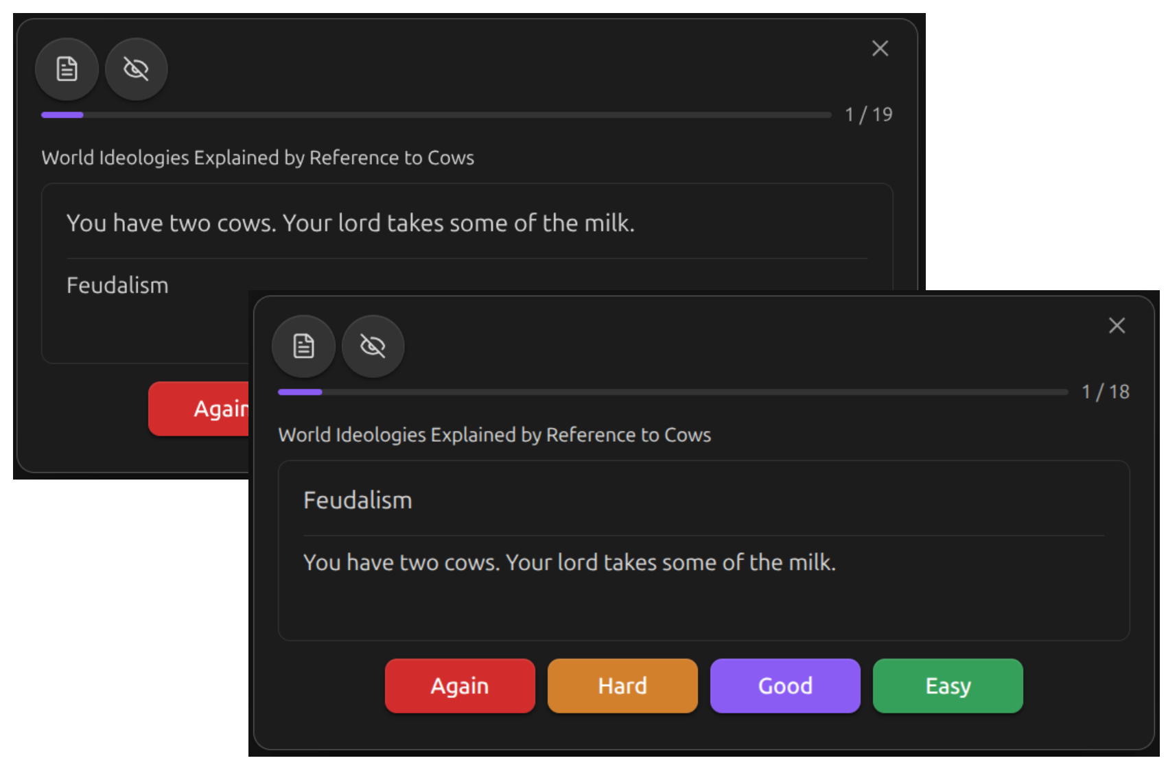 Placeholder: a bidirectional card showing its answer