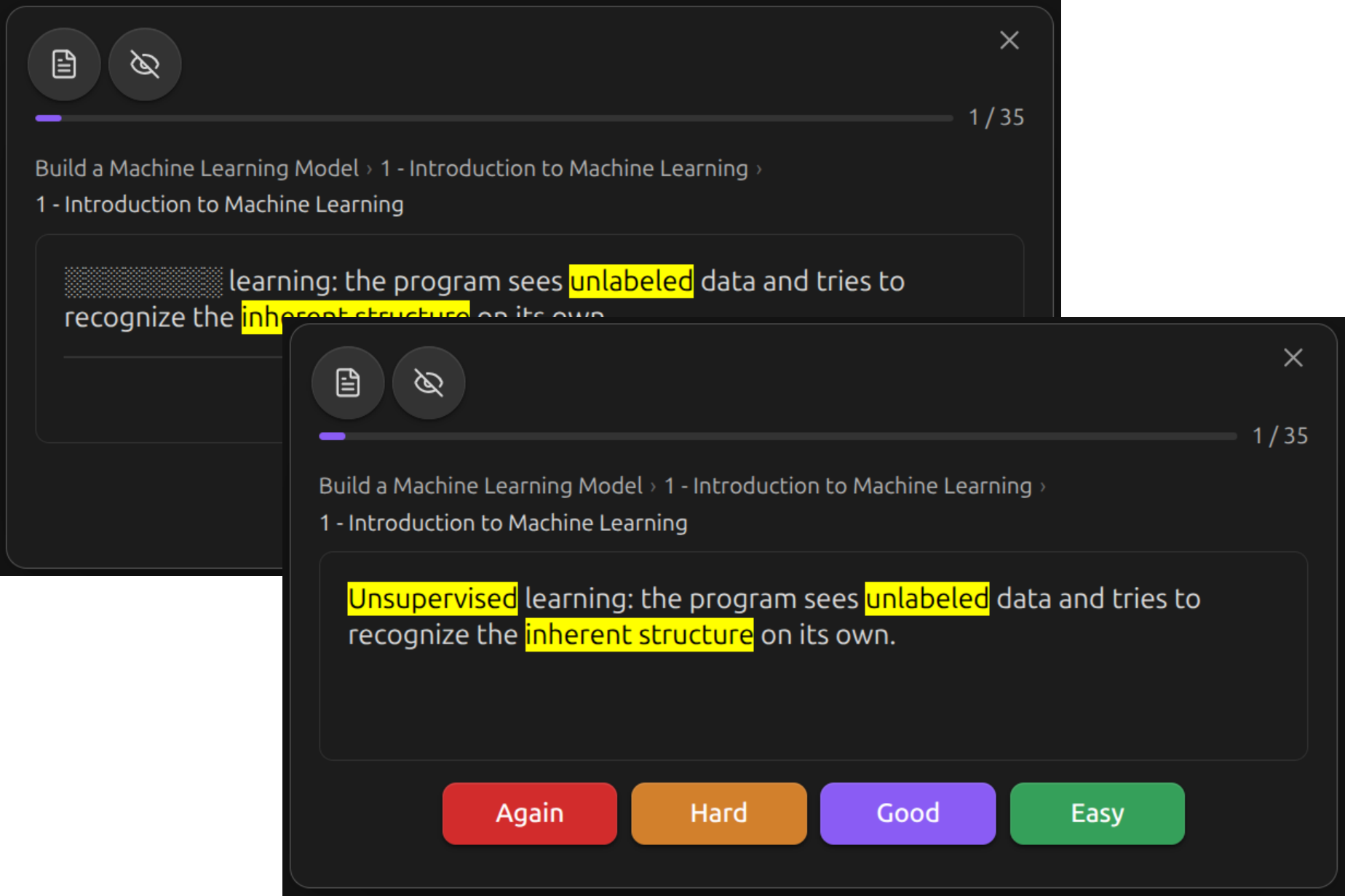 Placeholder: a cloze card with one deletion hidden